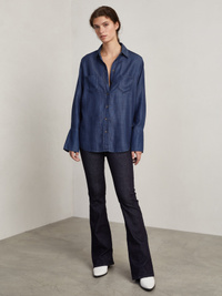 Matt Raw Blue Flared Denim